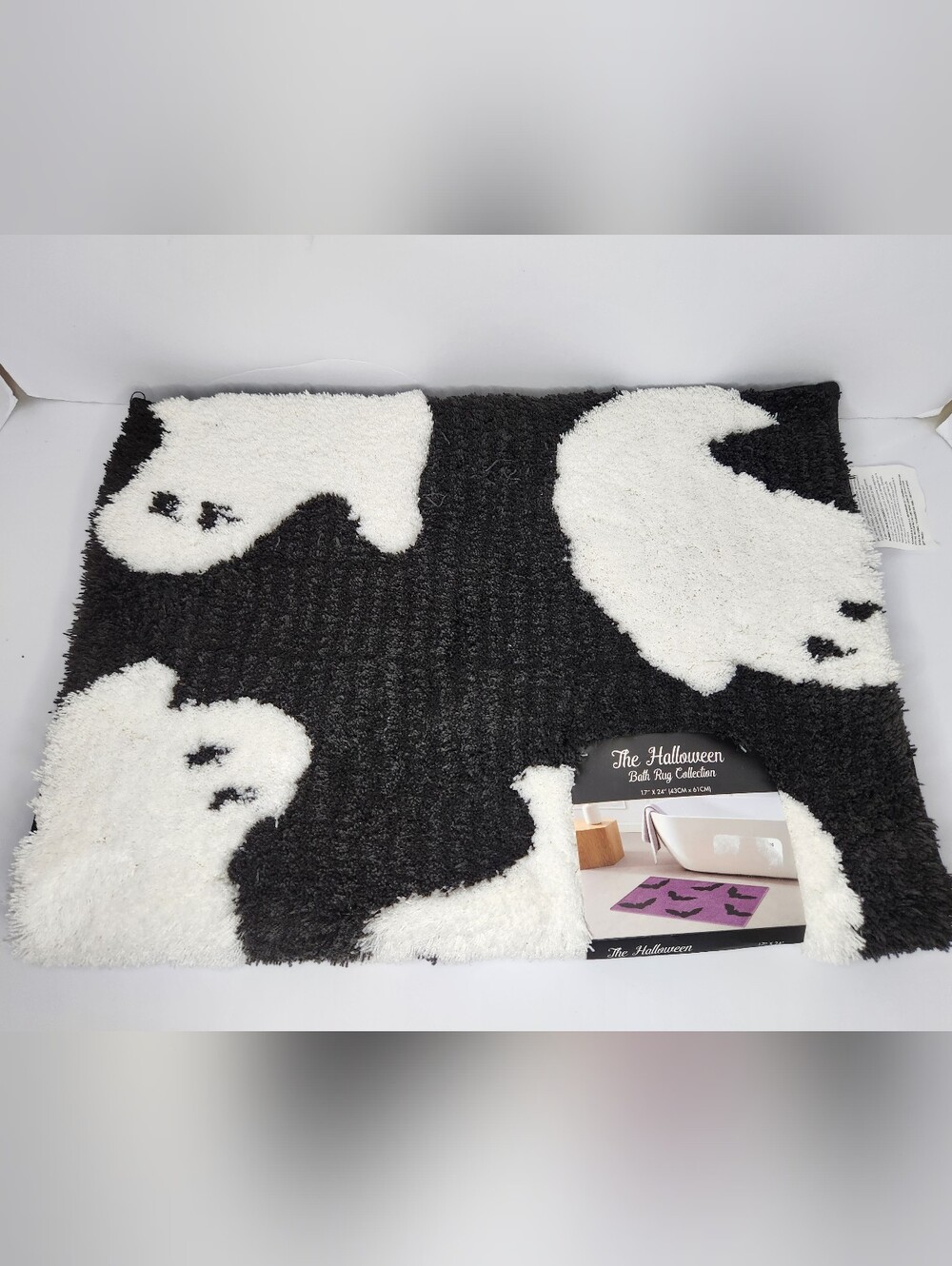 Halloween Ghost Black & White Bath Mat -